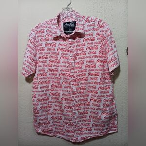 Coca Cola Logo Print Red and White Shirt